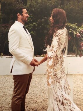 Ivory Lace Fringe Wedding Dress - Bohemian Bridal Gown